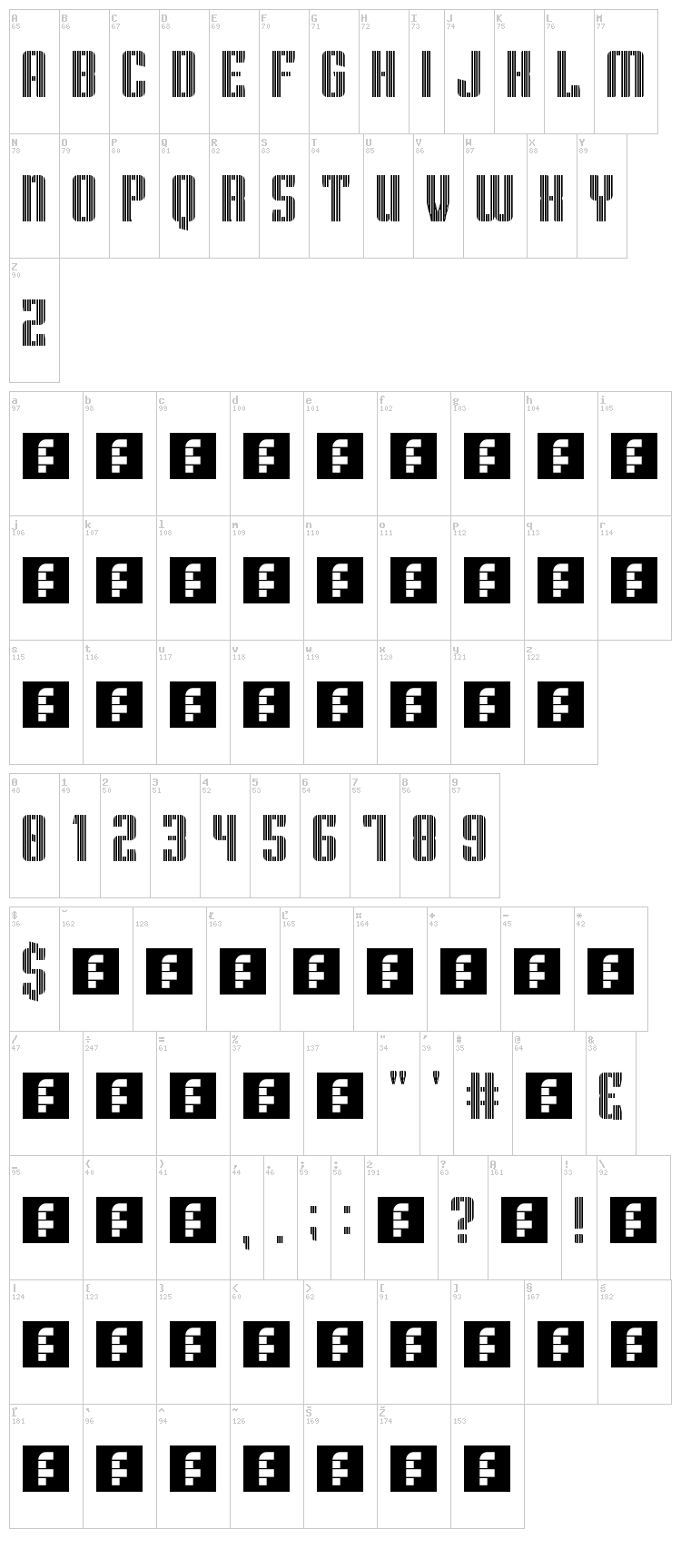 Superguns font map